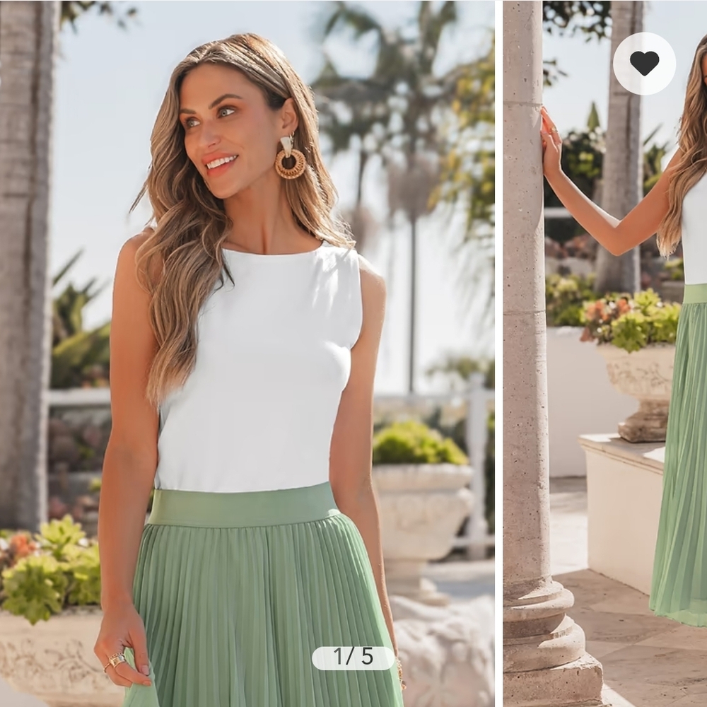 Cupshe White Round Neck Sleeveless Jersey Top